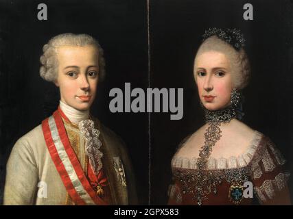 Portraits of Leopold, Grand Duke of Tuscany (1747-1792) and Maria Luisa of Spain (1745-1792), ca 1765. Private Collection. Stock Photo