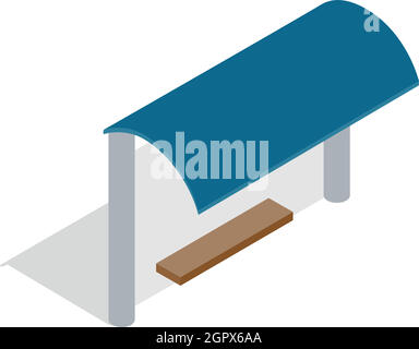 Public transport stop icon, isometric 3d style Stock Vector