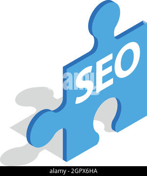 SEO blue puzzle icon, isometric 3d style Stock Vector