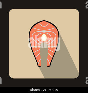 Salmon steak icon in flat style Stock Vector