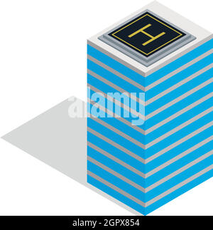 Helicopter landing pad icon, isometric 3d style Stock Vector