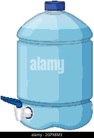 Water tank with tap for drinking water isolated on white background Stock Vector