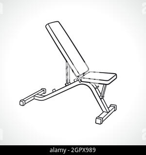 weight bench outline illustration isolated Stock Vector