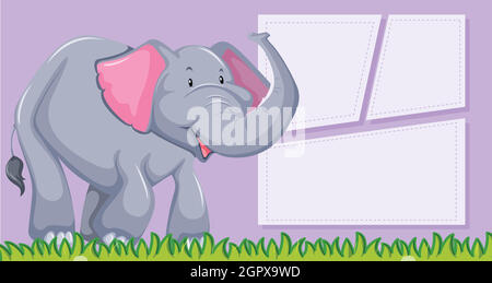 An elephant on blank template Stock Vector