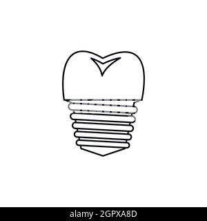 Tooth implant icon, outline style Stock Vector