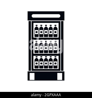 Fridge with refreshments drinks icon, simple style Stock Vector