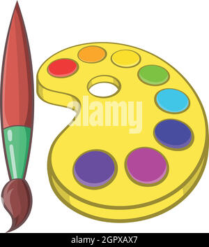 Artist wooden palette with paints and brush in cartoon style isolated on a  white background. Textured clip art, detailed equipment. Vector  illustration 6619647 Vector Art at Vecteezy