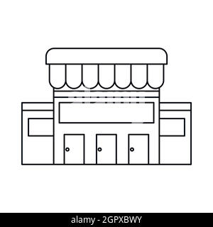 Supermarket building icon, outline style Stock Vector