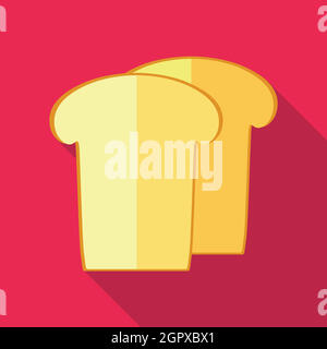 Piece of white bread icon, flat style Stock Vector