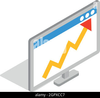 Graph on the computer monitor icon Stock Vector