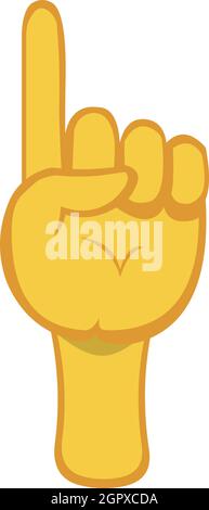 Vector emoticon illustration of a yellow cartoon hand pointing with its index finger up Stock Vector