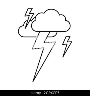Cloud and lightning icon, outline style Stock Vector