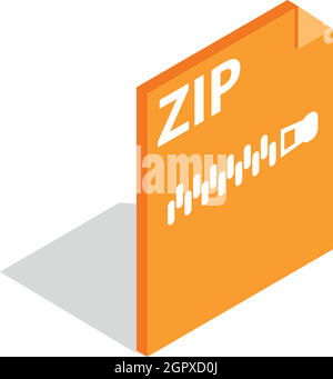 Archive ZIP format icon, isometric 3d style Stock Vector
