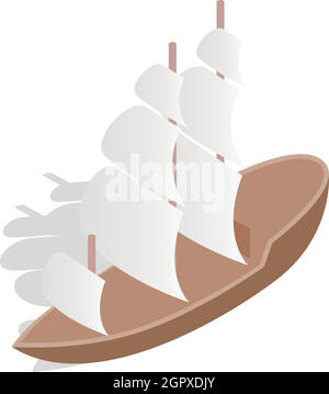 Sailing boat icon, isometric 3d style Stock Vector