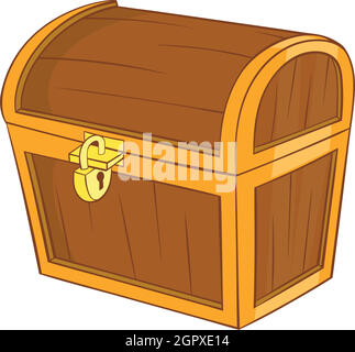 Wooden dower chest icon, cartoon style Stock Vector