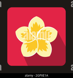 Frangipani flower icon in flat style Stock Vector