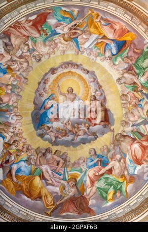 ROME, ITALY - AUGUST 30, 2021: The detail of cupola of Cappella Salviati - Jesus in the Glory in the church Chiesa di San Gregorio al Cielo Stock Photo