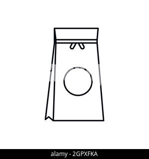 Tea packed in a paper bag icon, outline style Stock Vector