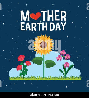 Poster design for mother earth day with beautiful flowers Stock Vector