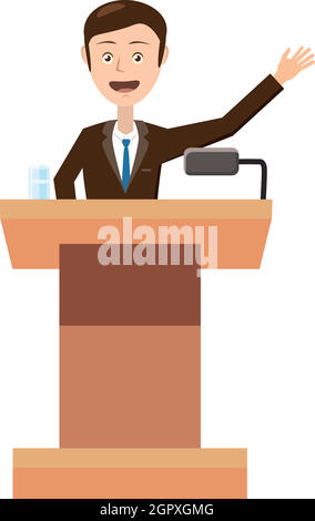 Speaker makes a report icon, cartoon style Stock Vector