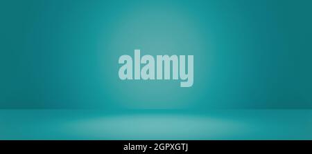 Abstract pastel teal color and gradient cyan light background with mint green table backdrops display product design. Turquoise empty space room for s Stock Photo