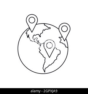 Globe and map pointers icon Stock Vector