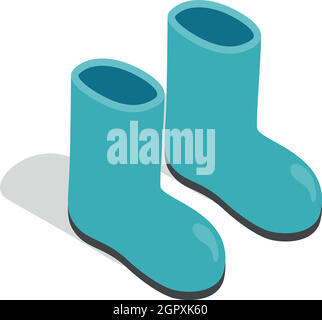Rubber boots icon, isometric 3d style Stock Vector