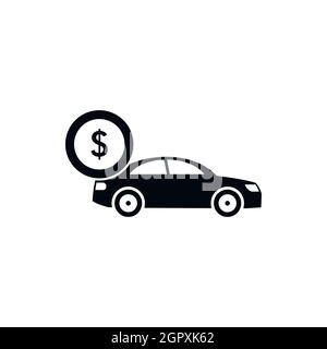 Car and dollar sign icon, simple style Stock Vector