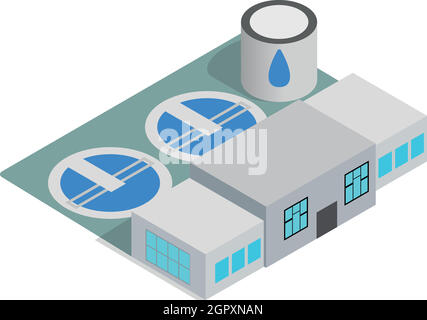 Water treatment building icon, isometric 3d style Stock Vector