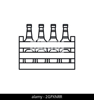 Beer wooden box icon, outline style Stock Vector