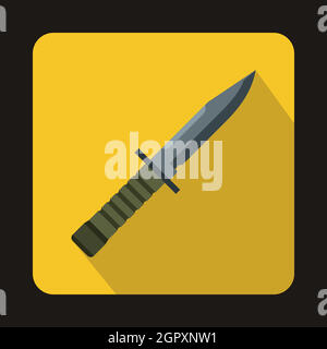 Military combat knife icon, flat style Stock Vector