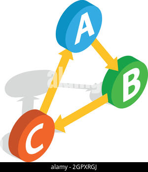 ABC button icon, isometric 3d style Stock Vector