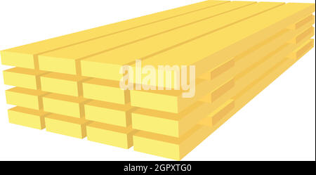 Wood planks icon in cartoon style Stock Vector