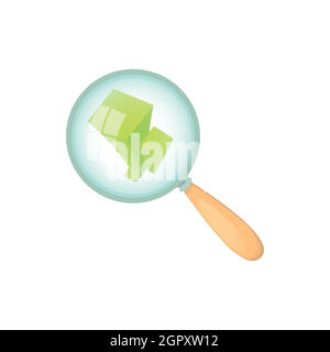 Magnifier and statistics icon, cartoon style Stock Vector Image & Art ...