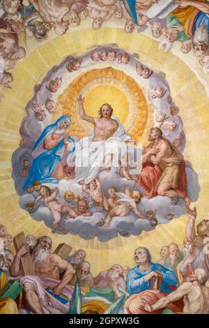 ROME, ITALY - AUGUST 30, 2021: The detail of cupola of Cappella Salviati - Jesus in the Glory in the church Chiesa di San Gregorio al Cielo Stock Photo