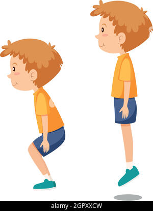 Boy doing jumping exercises Stock Vector