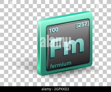 Fermium chemical element. Chemical symbol with atomic number and atomic mass. Stock Vector