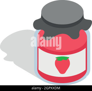 Bank strawberry jam icon, isometric 3d style Stock Vector