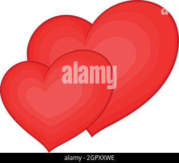 Two red hearts icon, cartoon style Stock Vector