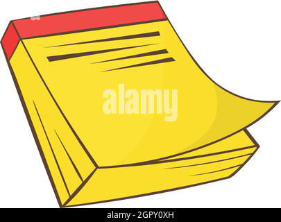 Yellow notebook icon in cartoon style Stock Vector