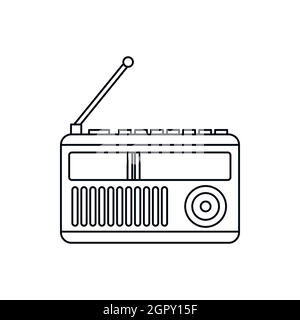 Retro radio receiver icon, outline style Stock Vector