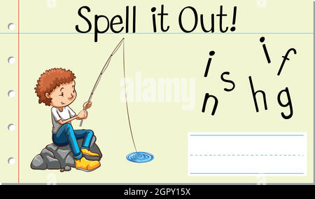 Spell English word fishing Stock Vector