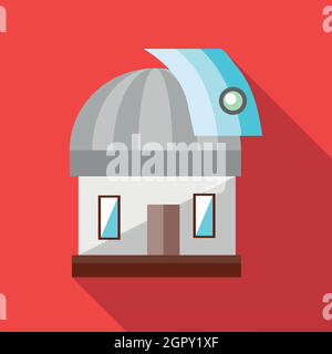 Observatory station icon in flat style Stock Vector