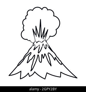 Volcano erupting icon, outline style Stock Vector