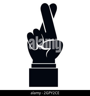 Fingers crossed icon, simple style Stock Vector