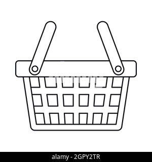 Shopping basket icon, outline style Stock Vector