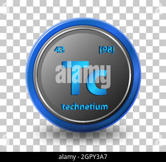 Technetium chemical element. Chemical symbol with atomic number and atomic mass. Stock Vector