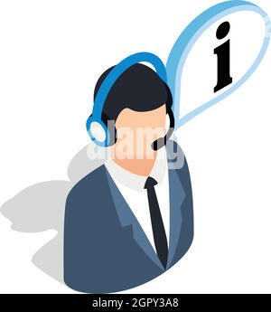 Consultant on phone icon, isometric 3d style Stock Vector