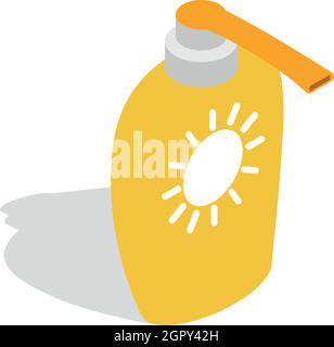 Bottle of suntan cream icon, isometric 3d style Stock Vector