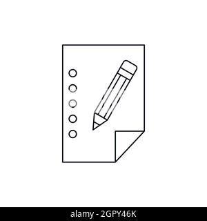 Blank sheet of paper and a pencil icon Stock Vector